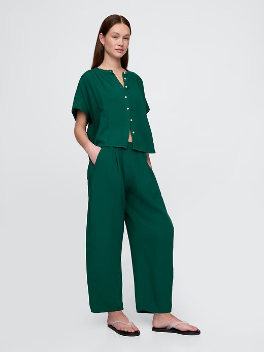 Gap Crinkle Gauze Easy Barrel Pants