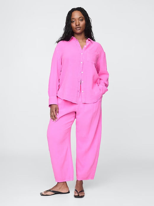 Gap Crinkle Gauze Easy Barrel Pants