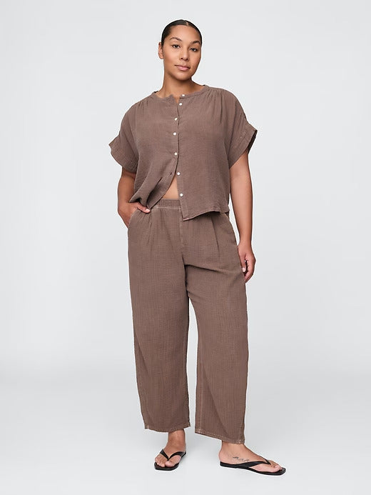 Gap Crinkle Gauze Easy Barrel Pants