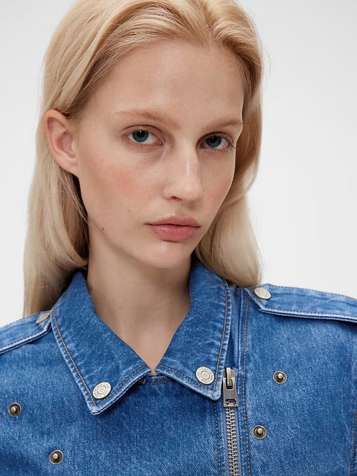 GapStudio Cropped Denim Moto Jacket