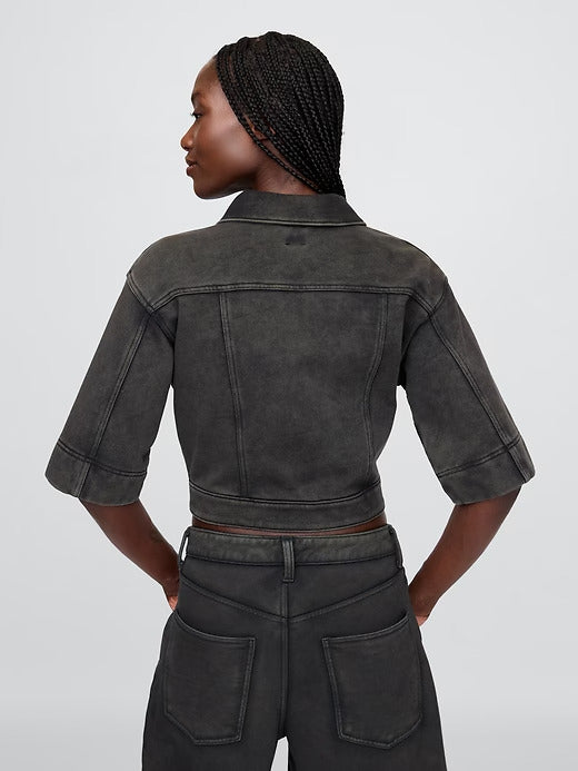 Gap Heavyweight French Terry Denim Cropped Jacket