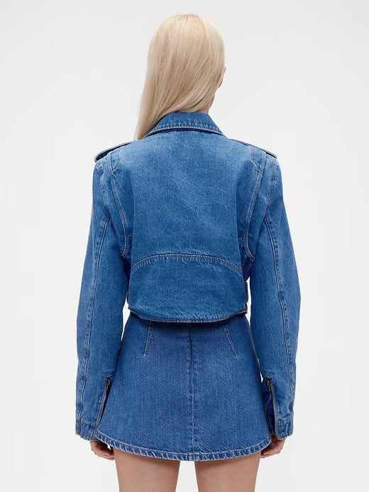 GapStudio Cropped Denim Moto Jacket