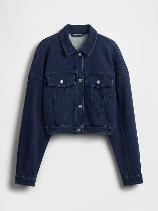 Gap French Terry Cropped Icon Denim Jacket
