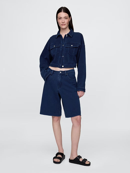 Gap French Terry Cropped Icon Denim Jacket