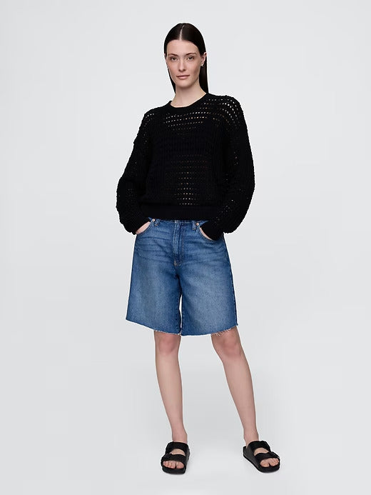 Gap 100% Cotton Crochet Crewneck Sweater