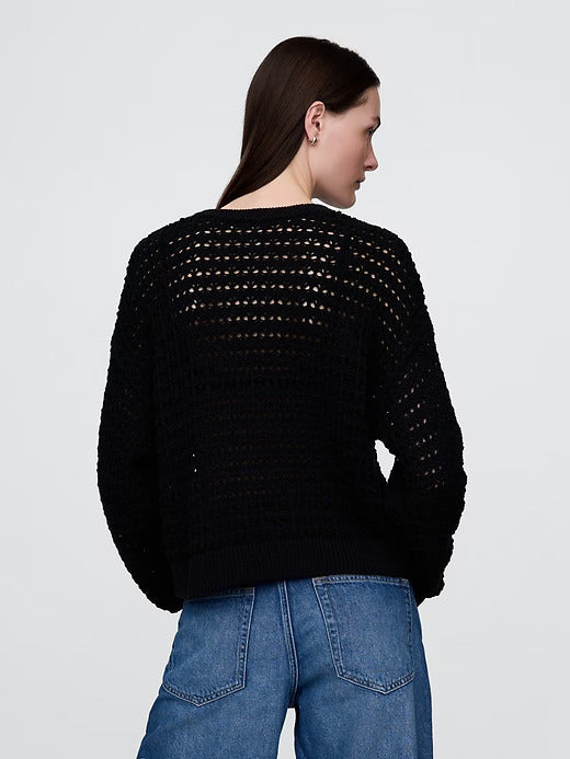 Gap 100% Cotton Crochet Crewneck Sweater