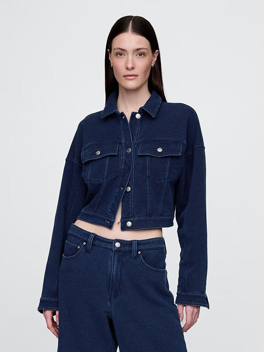 Gap French Terry Cropped Icon Denim Jacket