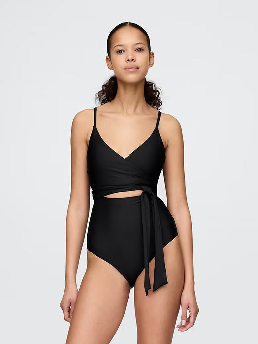 Gap Tie-Knot Cutout Wrap One-Piece Swimsuit