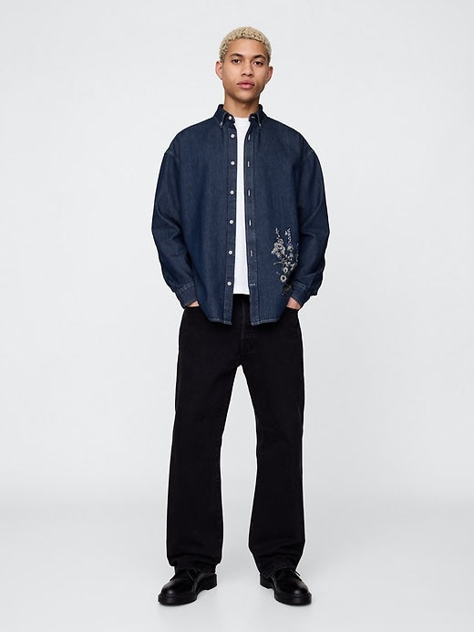 Gap Embroidered Denim Big Shirt