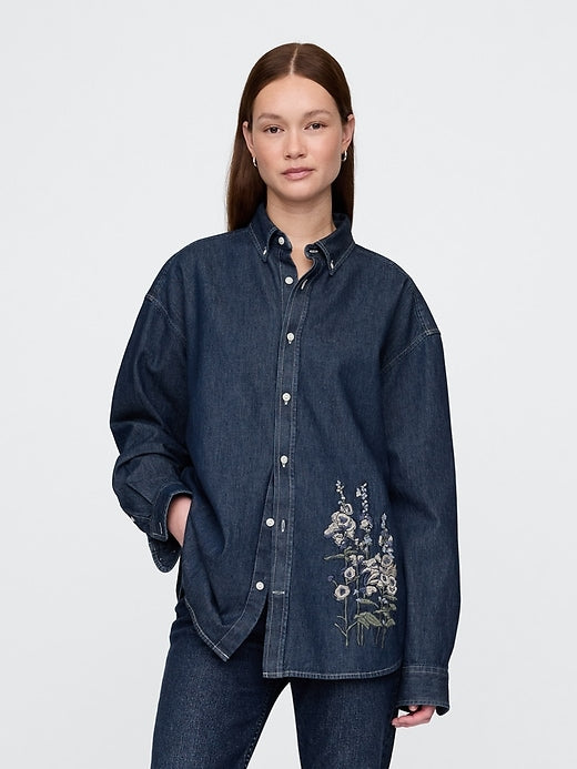 Gap Embroidered Denim Big Shirt