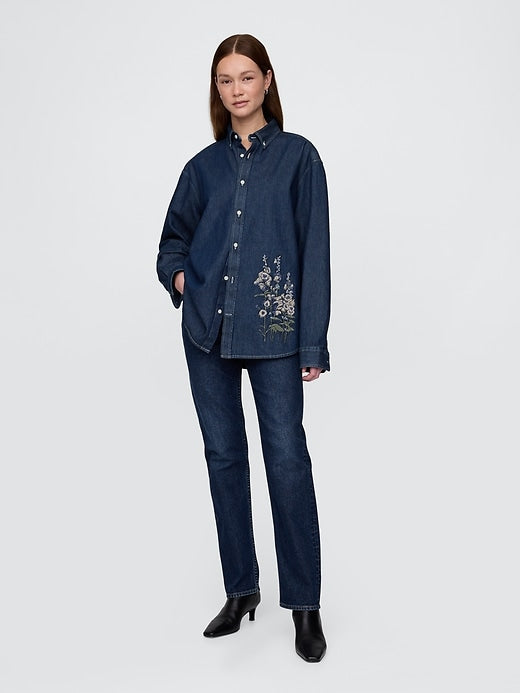 Gap Embroidered Denim Big Shirt