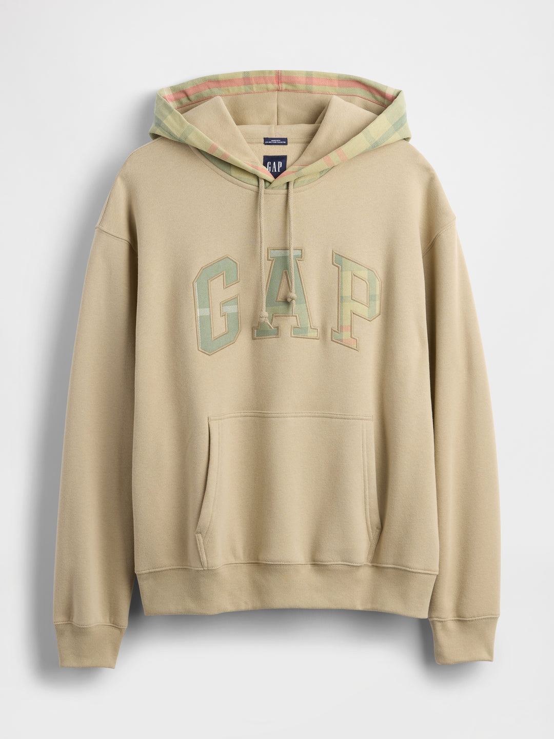GAP VintageSoft Plaid Arch Logo Hoodie