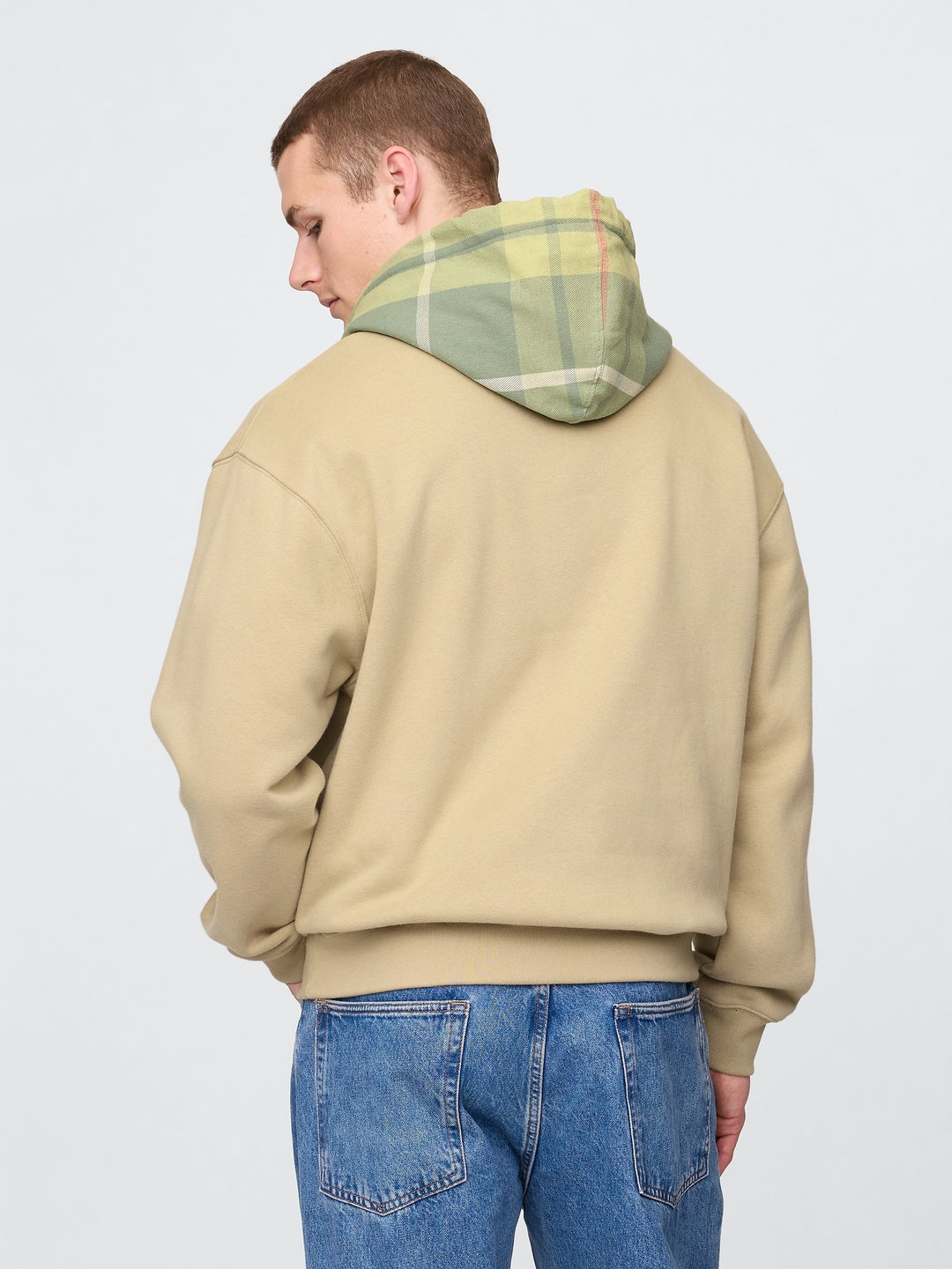 GAP VintageSoft Plaid Arch Logo Hoodie