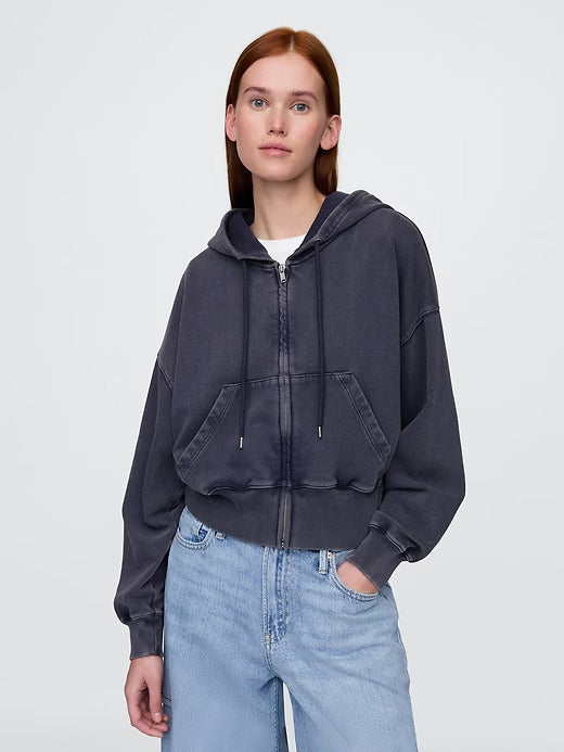 Gap Heavyweight French Terry Oversized Zip Wedge Hoodie