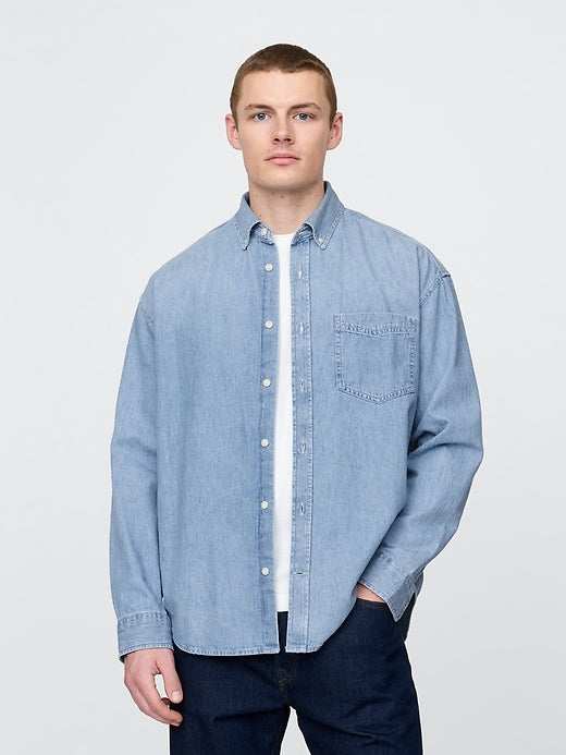 Gap Embroidered Denim Big Shirt