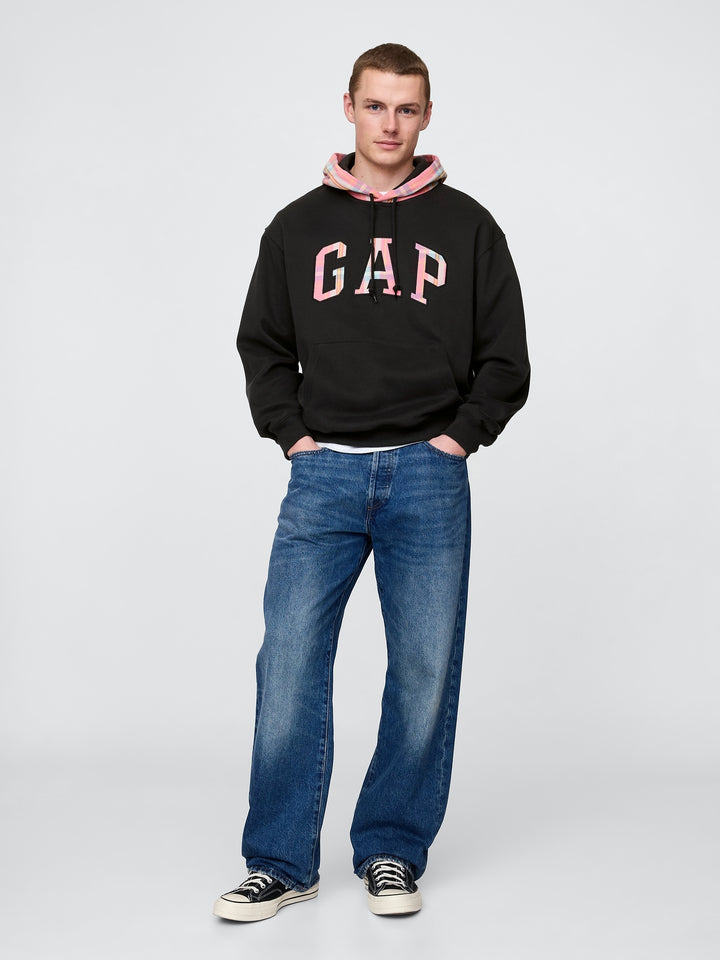 GAP VintageSoft Plaid Arch Logo Hoodie