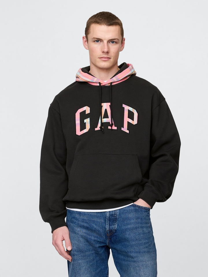GAP VintageSoft Plaid Arch Logo Hoodie