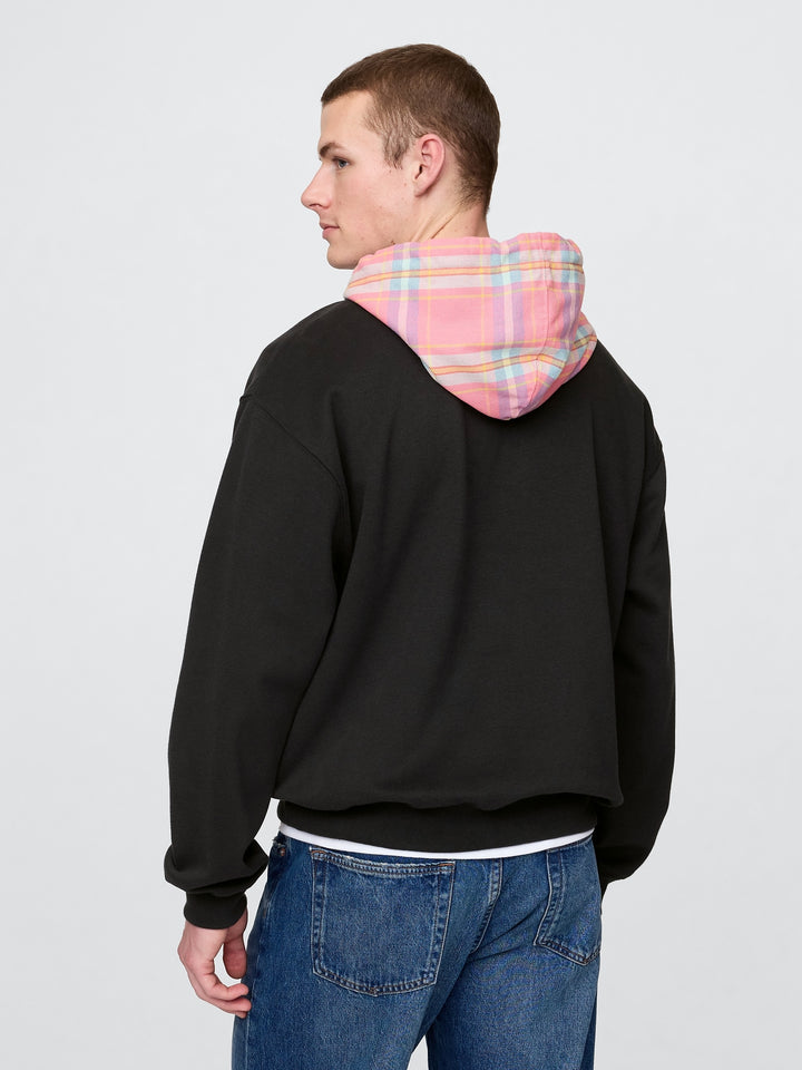 GAP VintageSoft Plaid Arch Logo Hoodie