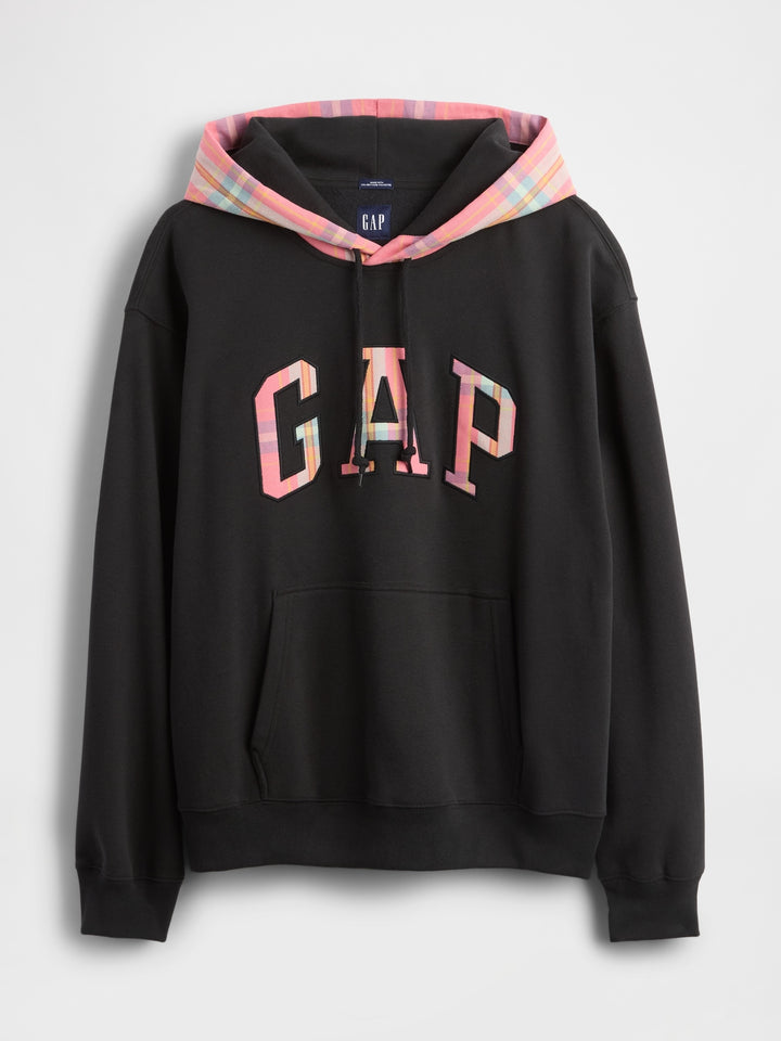 GAP VintageSoft Plaid Arch Logo Hoodie