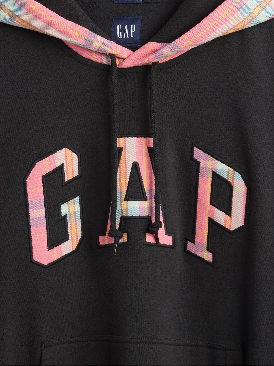 GAP VintageSoft Plaid Arch Logo Hoodie