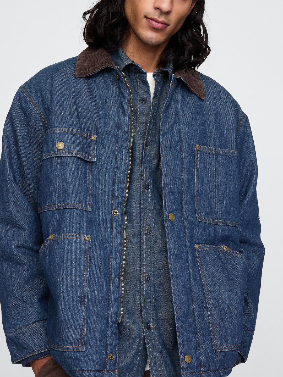 GAP Oversized Heavyweight Denim Lined Chore Jacket