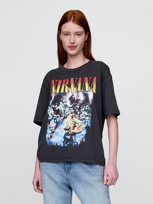 Gap Heavyweight Cropped Nirvana Graphic T-Shirt