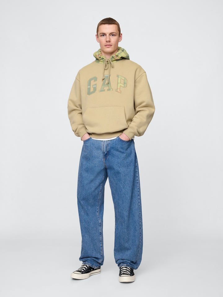 GAP VintageSoft Plaid Arch Logo Hoodie