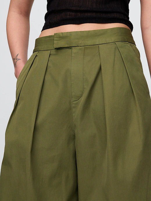 Gap High Rise Twill Pleated Wide-Leg Khakis