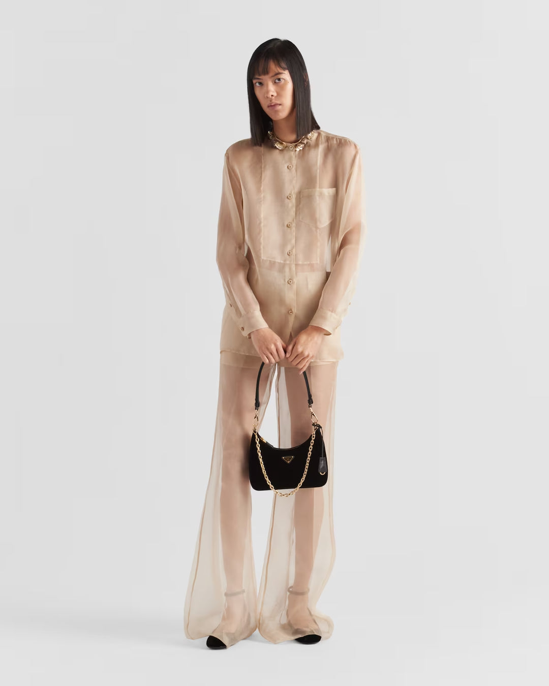 Prada Embroidered organza shirt
