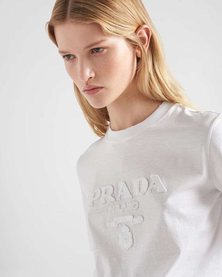 Prada Embroidered jersey T-shirt