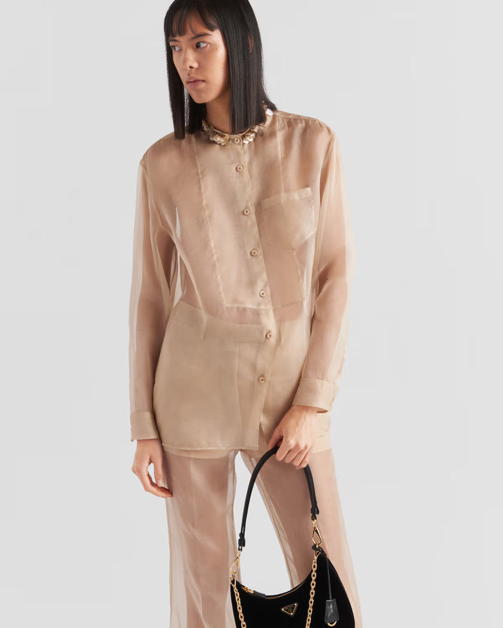 Prada Embroidered organza shirt