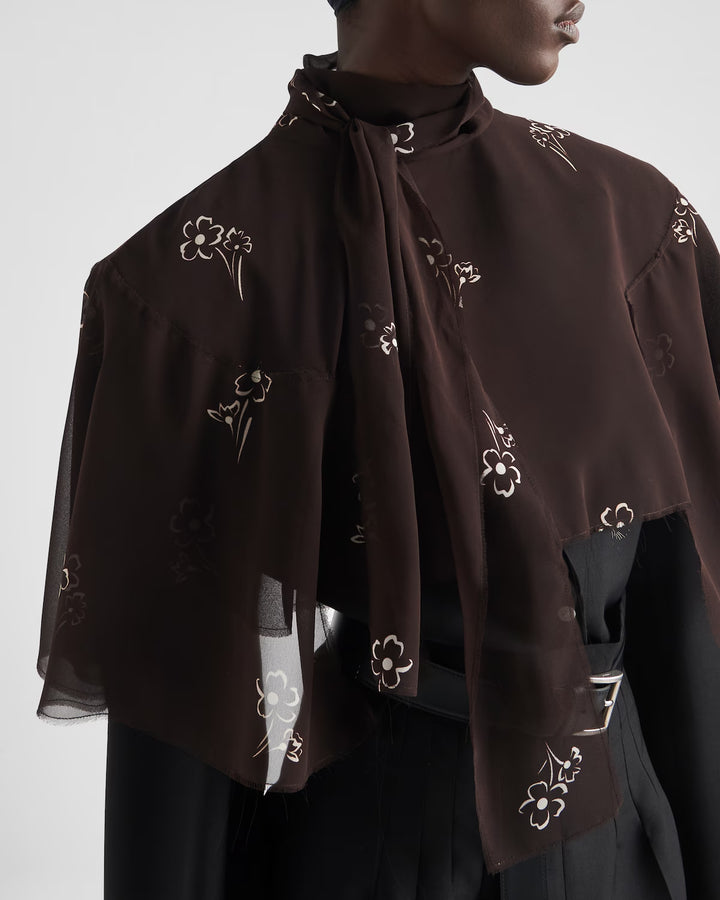 Prada Print georgette cape