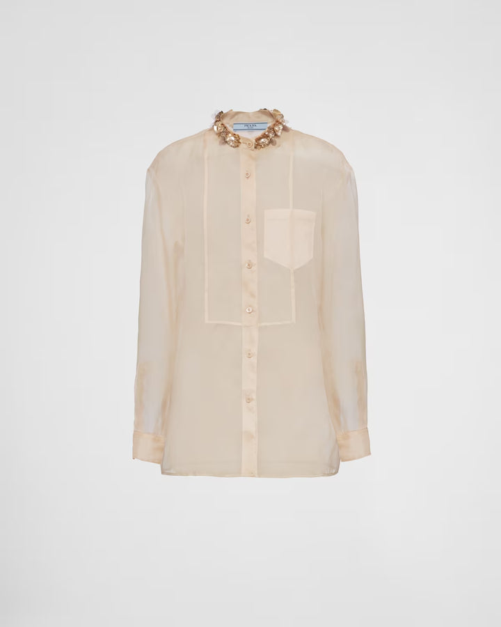 Prada Embroidered organza shirt
