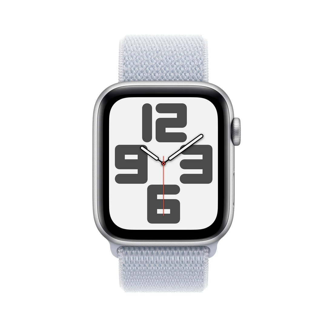 Apple Watch SE (2nd Gen) [GPS + Cellular] Smartwatch with 44mm Silver Aluminum Case with Blue Cloud Sport Loop. Fitness & Sleep Tracker, Crash Detection, Heart Rate Monitor
