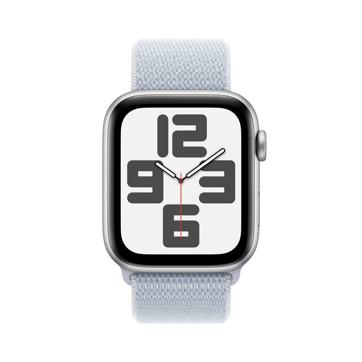 Apple Watch SE (2nd Gen) [GPS + Cellular] Smartwatch with 44mm Silver Aluminum Case with Blue Cloud Sport Loop. Fitness & Sleep Tracker, Crash Detection, Heart Rate Monitor