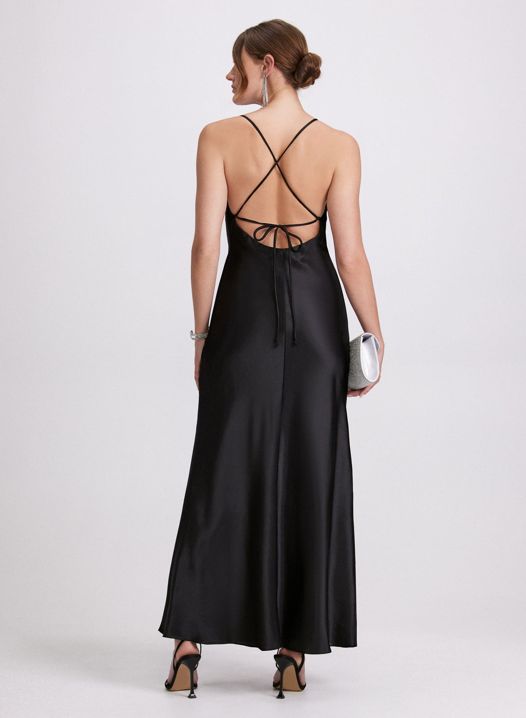 LAURA Cowl Neck Satin Dress