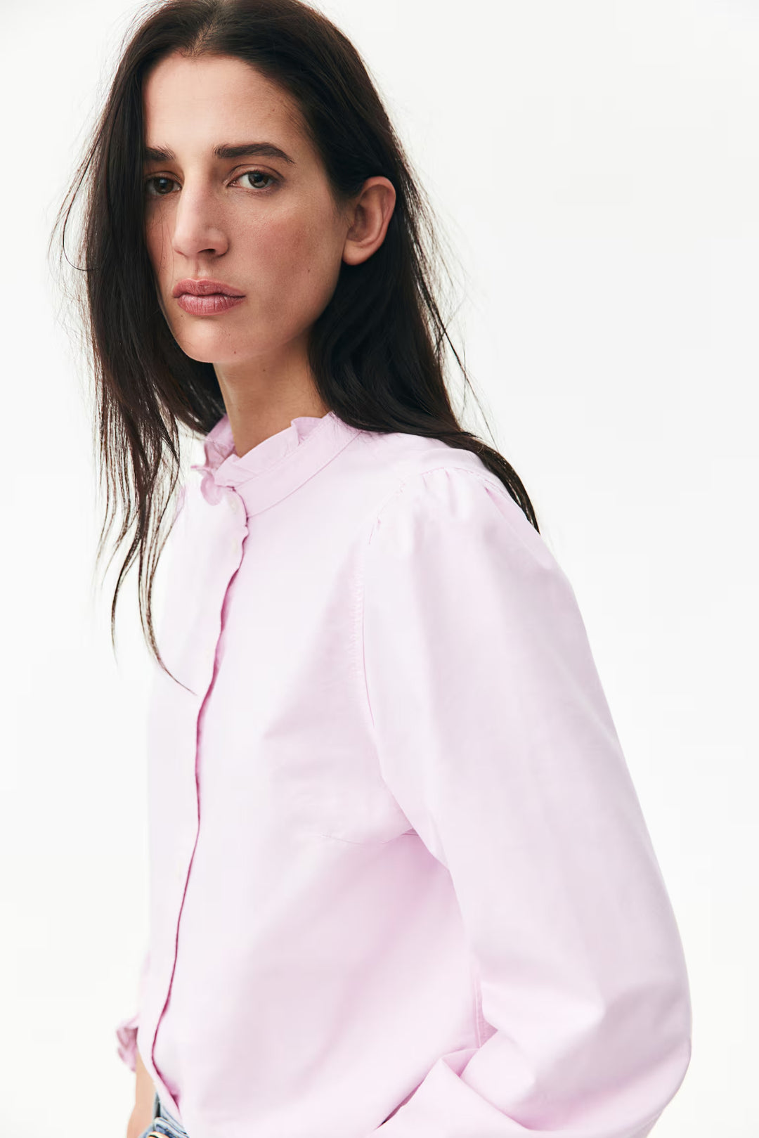 H&M Ruffle-trimmed Oxford Blouse