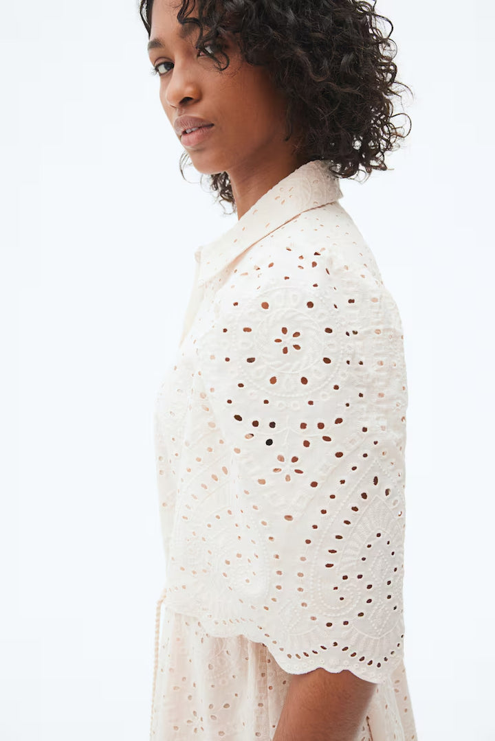 H&M Eyelet Embroidered Shirt Dress