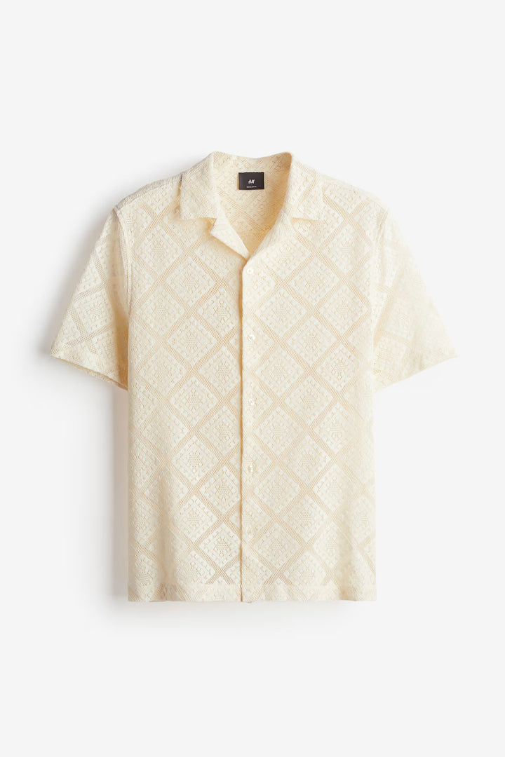H&M Regular Fit Crochet-look Resort Shirt