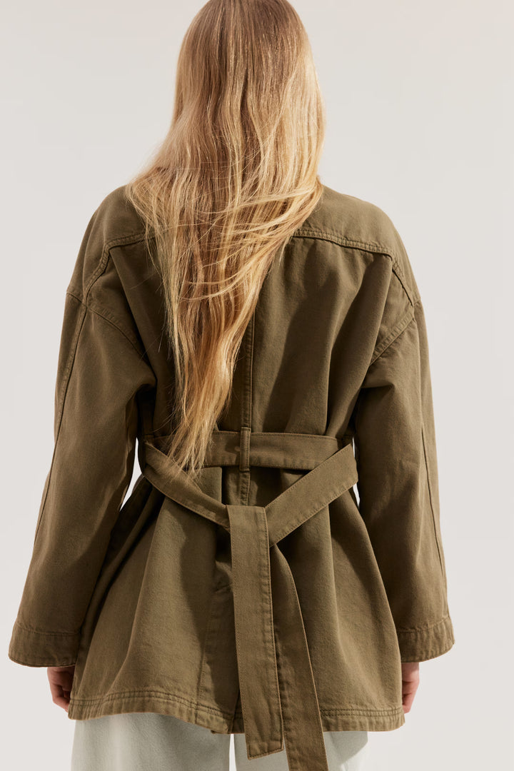 H&M Tie-Belt Denim Jacket
