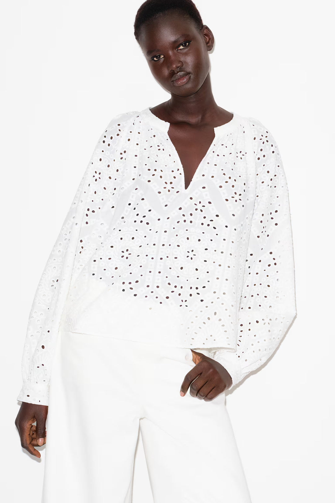 H&M Blouse with Eyelet Embroidery