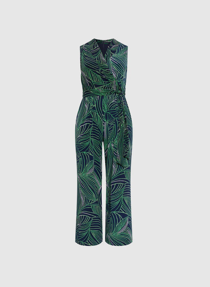 LAURA Abstract Leaf Print Jumpsuit