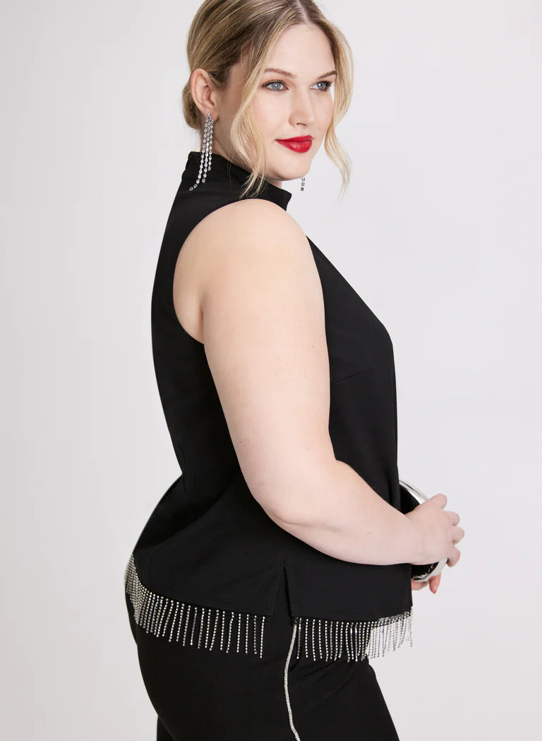 LAURA Sleeveless Rhinestone Top