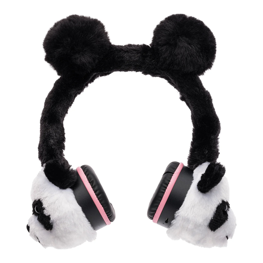 iTech Junior iTech Jr Kids Girls Fuzzy Black White Panda Smartwatch with On Ear Bluetooth Headphones