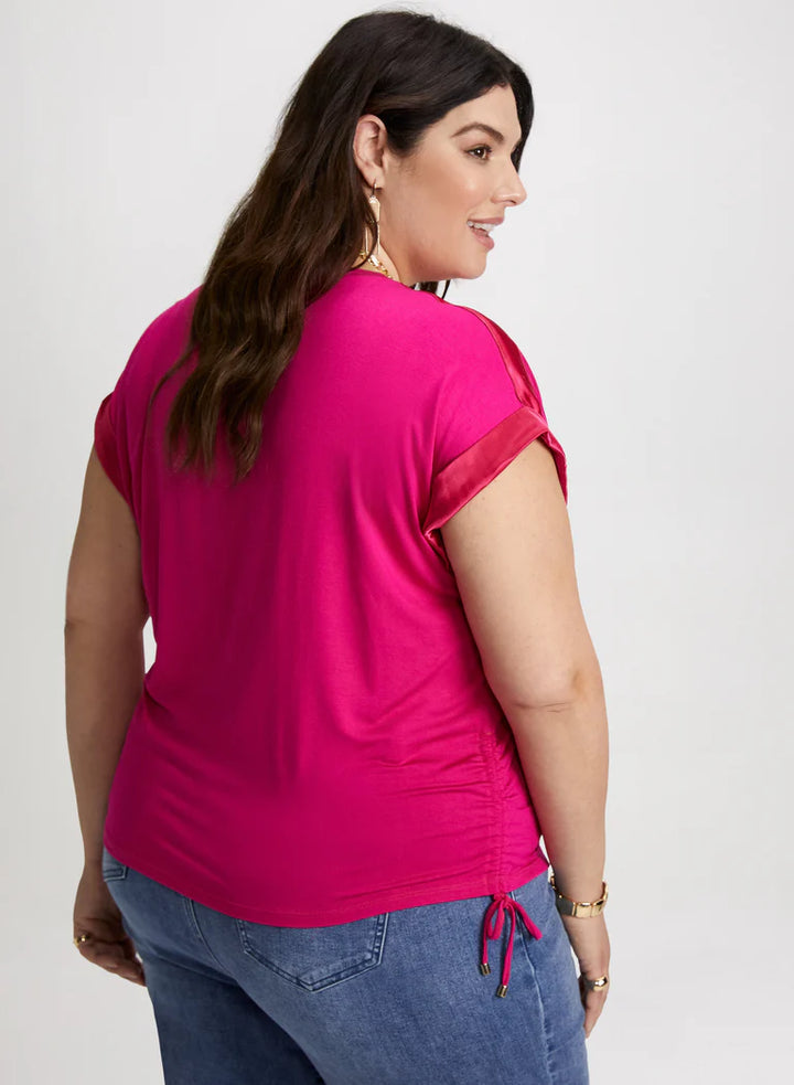 LAURA Solid T-Shirt with Satin Details