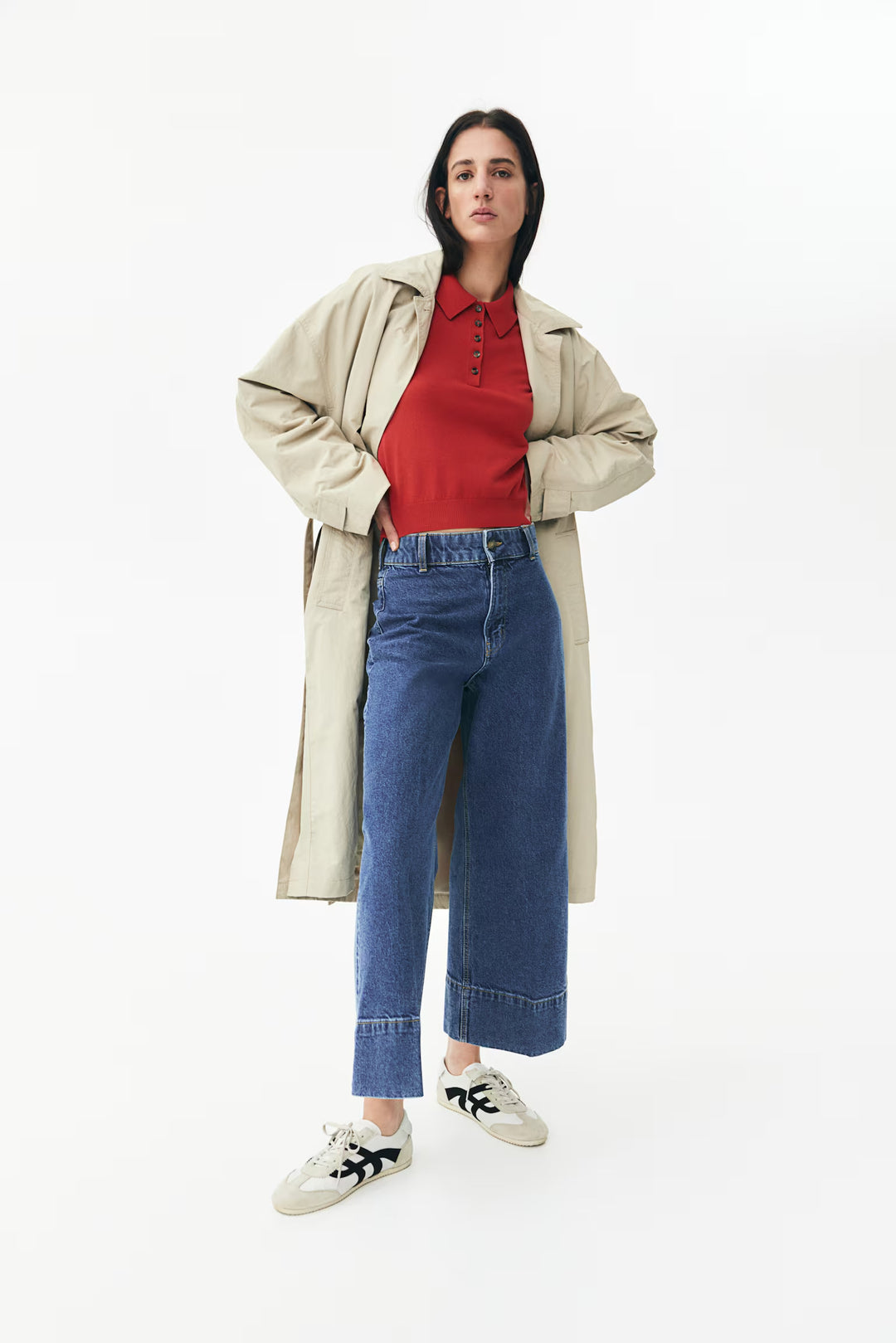 H&M High Rise Wide Leg Cropped Jeans
