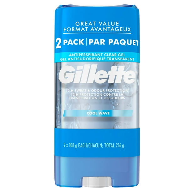 Gillette Clear Gel Antiperspirant and Deodorant for Men Cool Wave Scent, Twin pack 2 of 108g