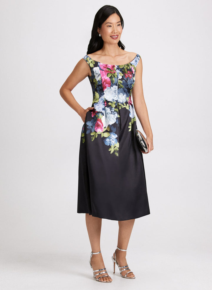 LAURA Floral Placement Print Dress