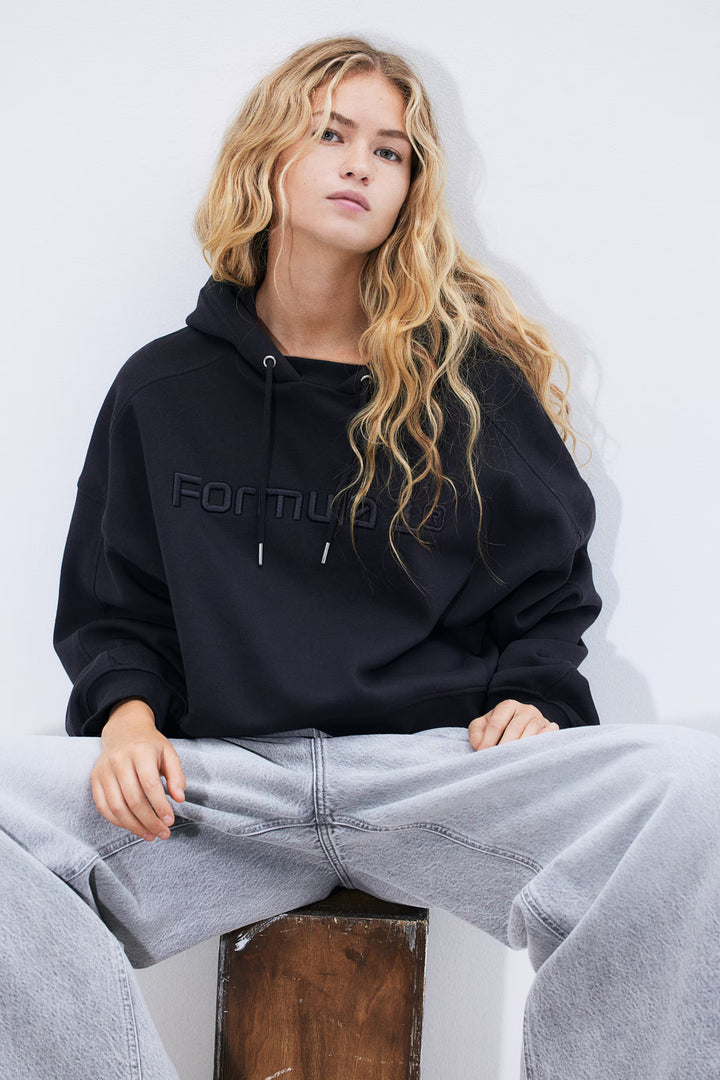 H&M Oversized Embroidered Hoodie