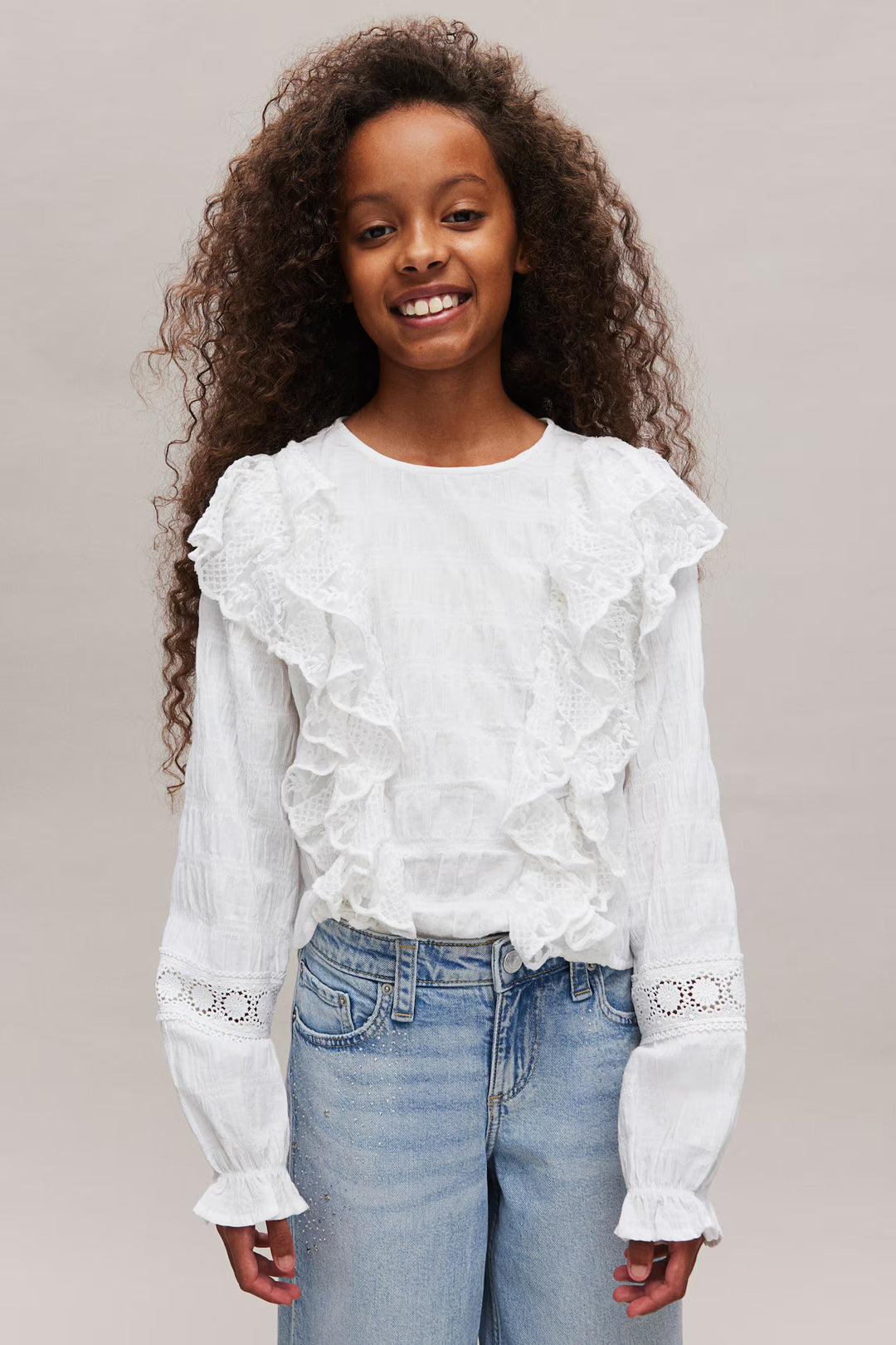 H&M Lace-Flounced Blouse